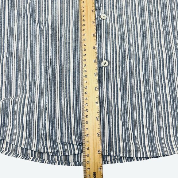 Ermenegildo Zegna Shirt Mens Large Blue Seersucker Button Up - Picture 8 of 9